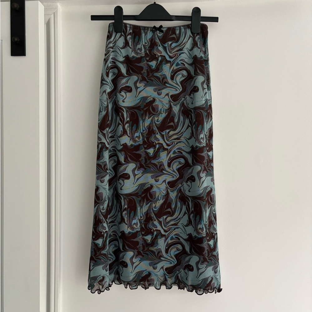 Urban Outfitters Black/Brown and Blue Swirl Design Skirt